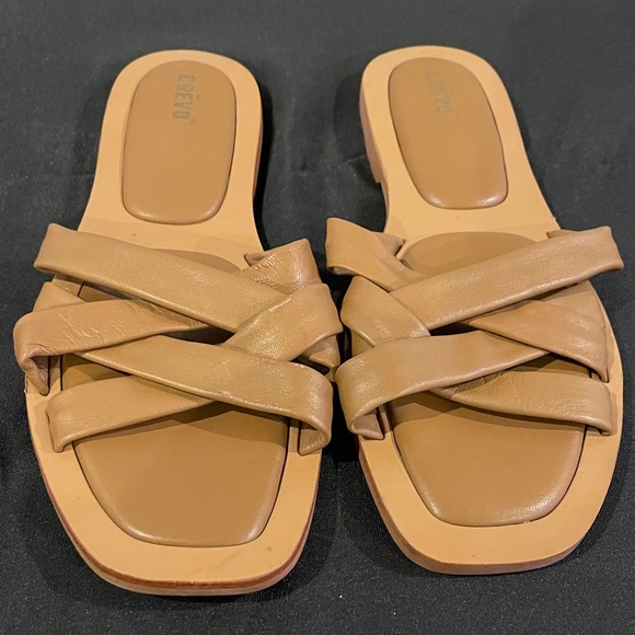 Crevo Shoes - Crevo Women's Tan Cross-Strap Sandals